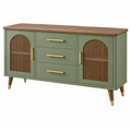 Aparador 160 x 45 x 85 cm verde y madera con 3 cajones y 2 puertas de estilo retro