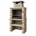 Barbacoa de obra 100 x 60 x 220 cm de piedra beige con parrilla de acero estilo rústico