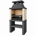 Barbacoa de obra 110 x 70 x 210 cm de piedra y ladrillo refractario negro beige para exterior