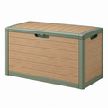 Arcón de almacenaje 120 x 60 x 65 cm de plástico verde y efecto madera para exterior