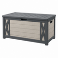 Arcón de almacenaje 120 x 60 x 63 cm de resina gris antracita y beige para exterior con tapa estilo rústico