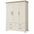 Armario de dormitorio 150 x 55 x 200 cm de madera blanco y roble claro con 3 puertas y 3 cajones estilo clásico
