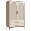Armario 80 x 45 x 180 cm de tablero de madera beige y marrón claro con 2 puertas 2 cajones estilo moderno