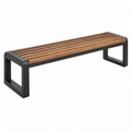 Banco de jardín 150 x 40 x 45 cm de madera y metal marrón negro estilo industrial