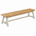 Banco de jardín 180 x 40 x 45 cm de madera y metal blanco estilo moderno