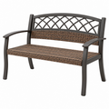 Banco de jardín 122 x 63 x 91 cm de metal y ratán sintético marrón y negro para exterior