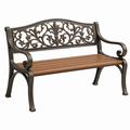 Banco de jardín 120 x 60 x 95 cm de hierro y madera marrón negro estilo clásico ornamental